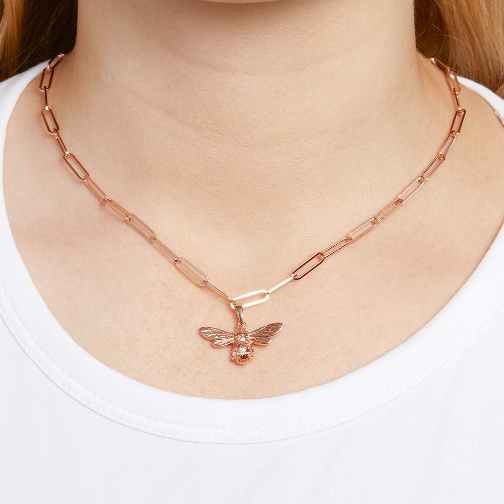 Rose Gold Bee Chunky Necklace