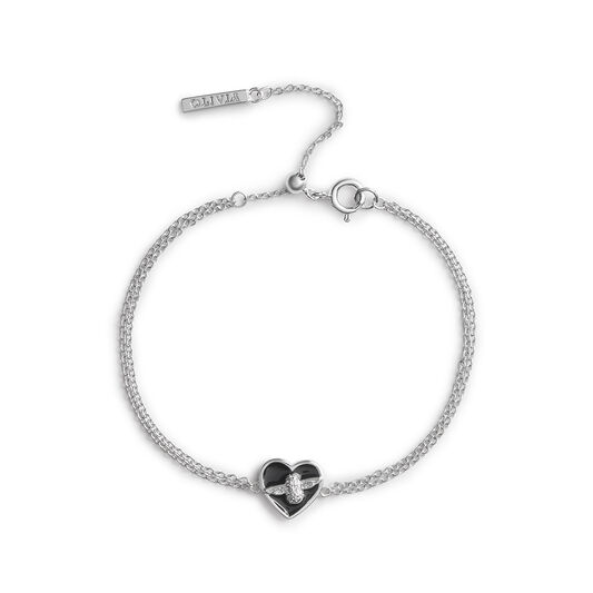 Love Bug Chain Bracelet Black & Silver