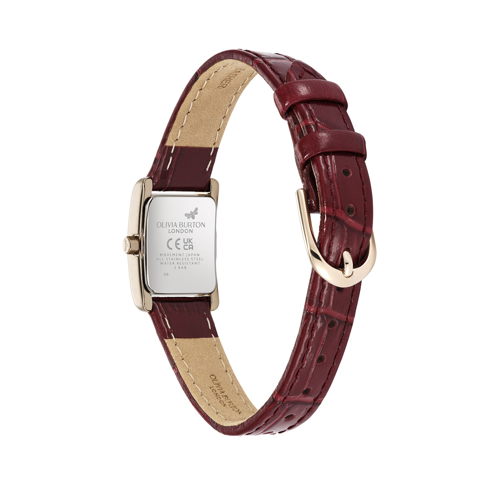 Classic 16mm Mini Grove Rose Gold & Cherry Croc Leather Strap