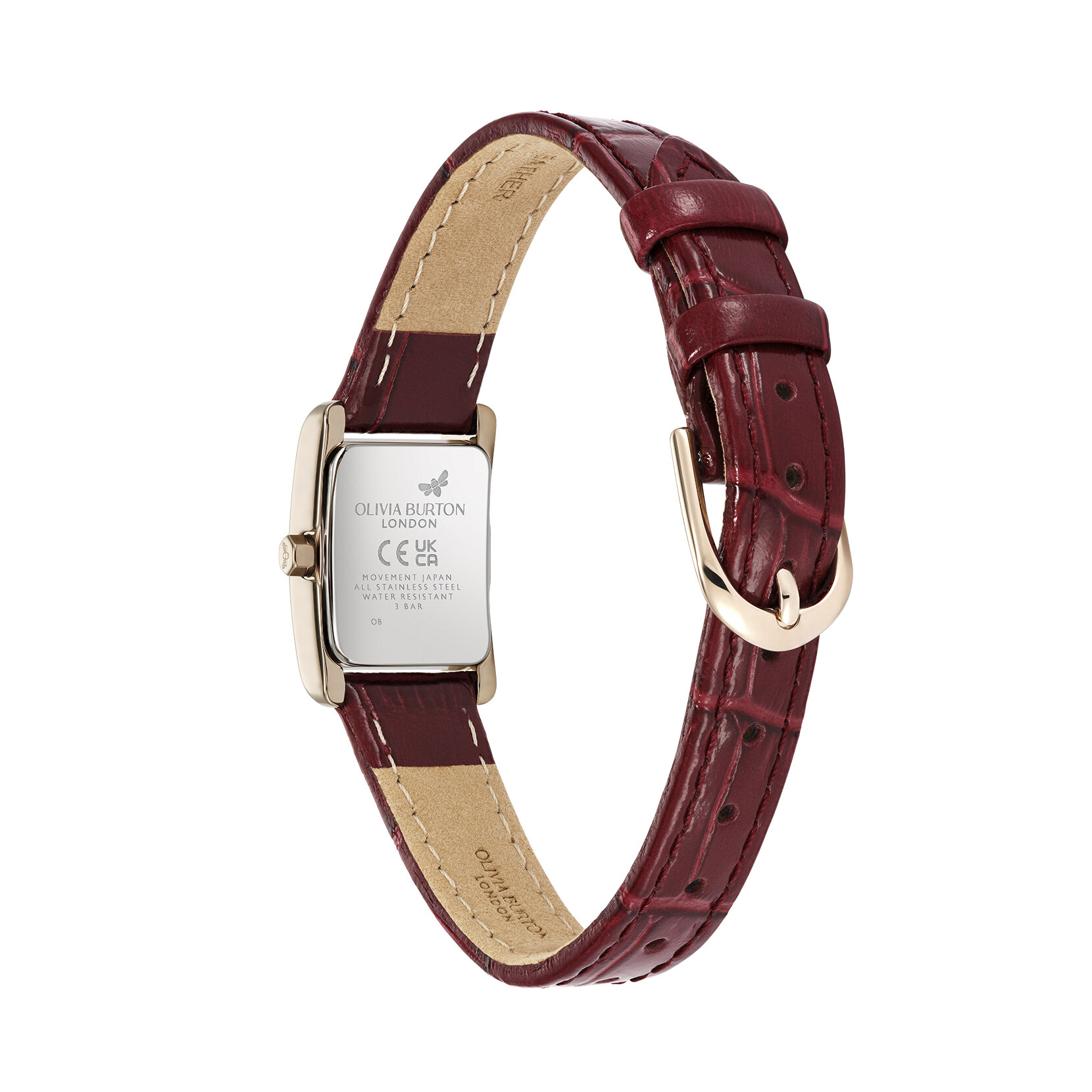 16mm Mini Grove Rose Gold & Cherry Croc Leather Strap Watch