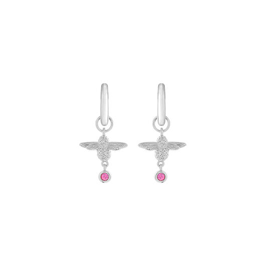 Mum to Bee Huggie Hoop Pink & Silver