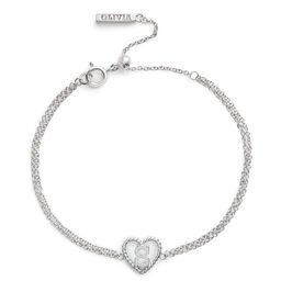 'S' Heart Initial Chain Bracelet Silver