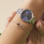 Signature 28mm Floral Ultra Slim Blue & Silver Mesh Watch  display picture 1