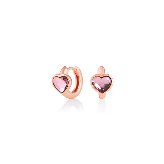Heart Huggie Hoop Antique Pink & Rose Gold