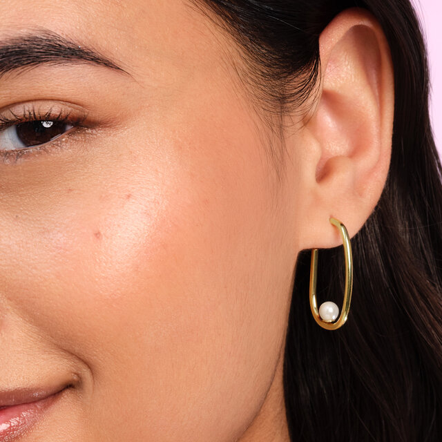 Pearls & Beads Gold Plated Hoop Earrings