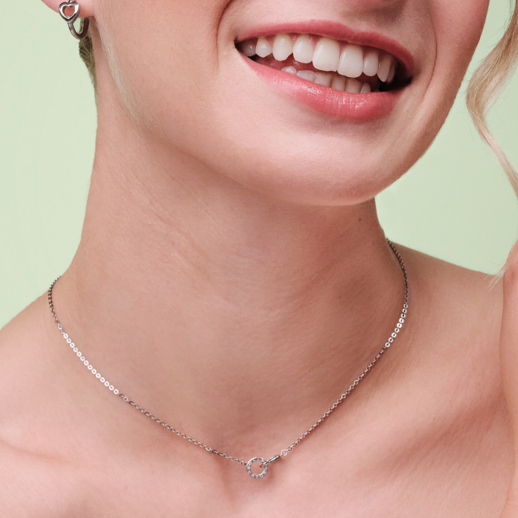 Kindred Interlink Heart Silver Tone Necklace