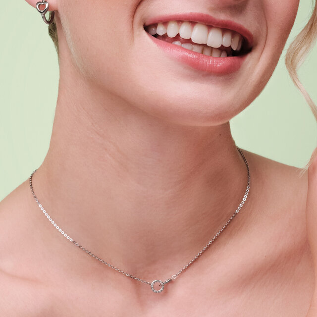 Kindred Interlink Heart Silver Tone Necklace