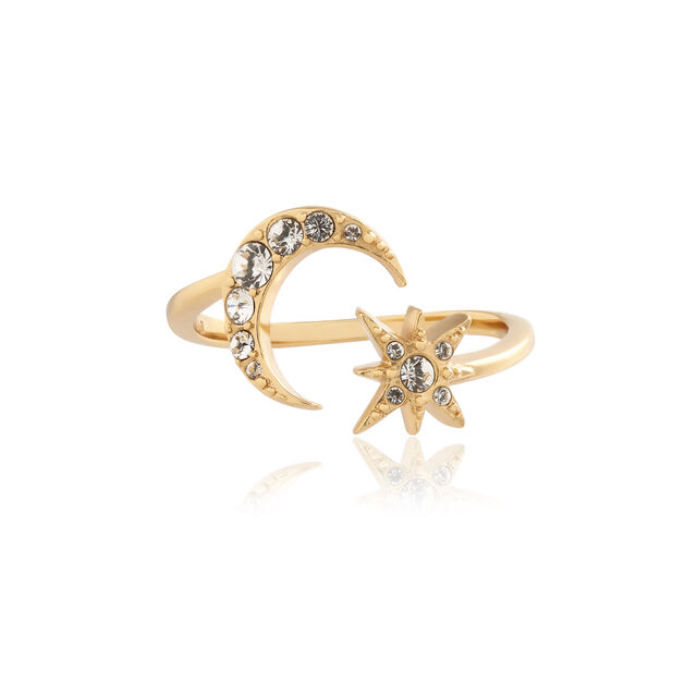 Celestial Adjustable North Star and Moon Gold Ring