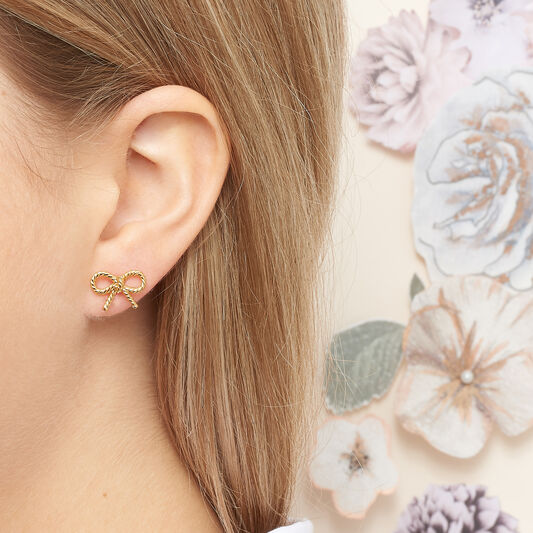 Vintage Bow Earrings Gold