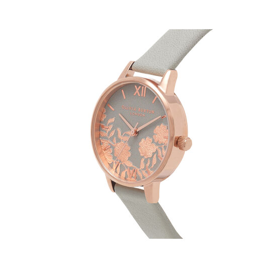 Lace Detail Grey & Rose Gold Watch
