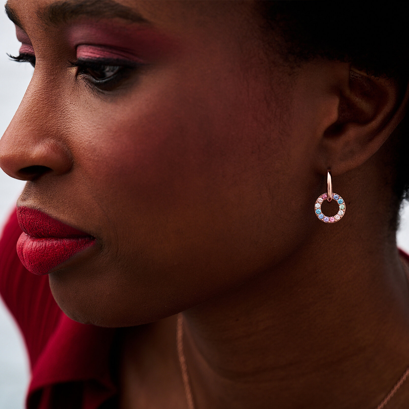 Rose Gold Rainbow Halo Earrings