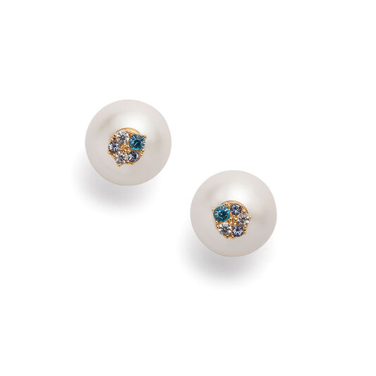 Under The Sea White Pearl Back Earrings Gold