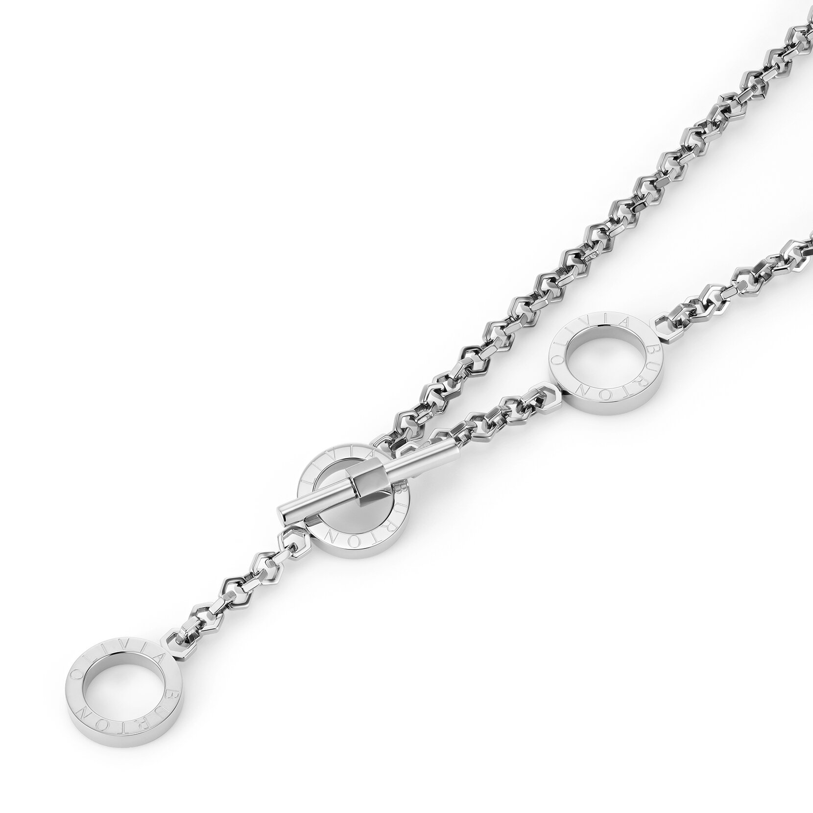 Honeycomb Toggle Silver Tone Necklace