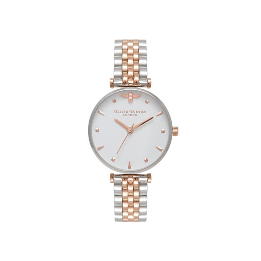 T-Bar Bracelet Silver & Rose Gold Watch