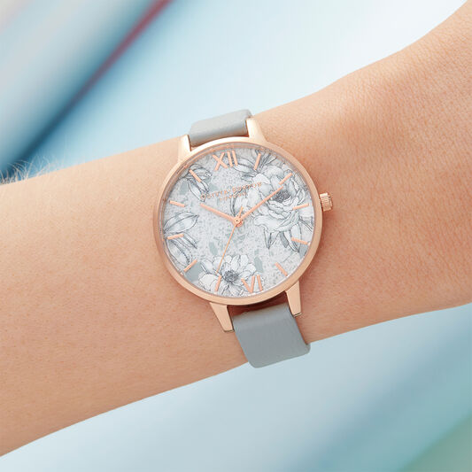 Terrazzo Florals Eco Light Gray & rose Gold