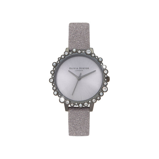 Bubble Case Midi Dial Lilac Glitter Strap & Gunmetal Watch