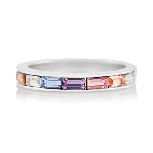 Rainbow Baguette Ring Silver (M)