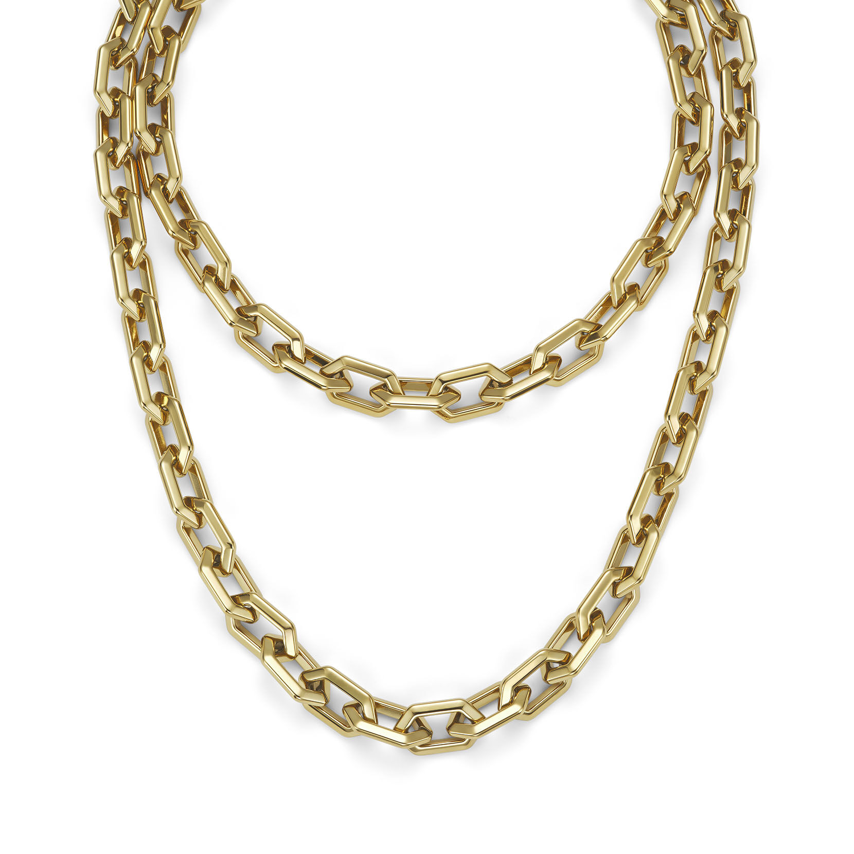 Signature Honeycomb Geo Gold Plated Chain Link Necklace | Olivia