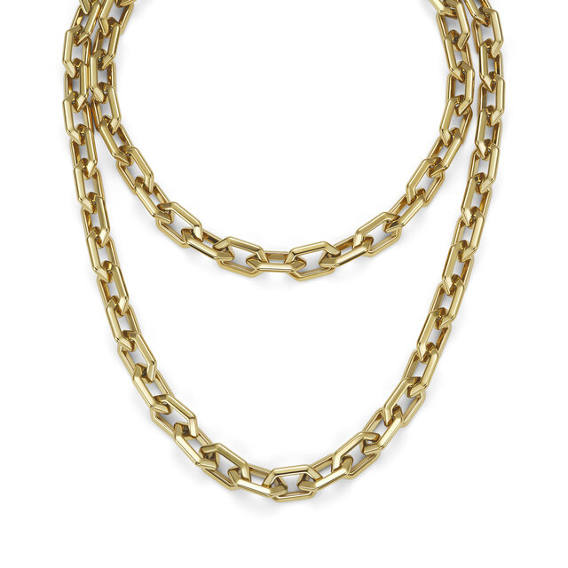 Honeycomb Geo Gold Plated Chain Link Necklace