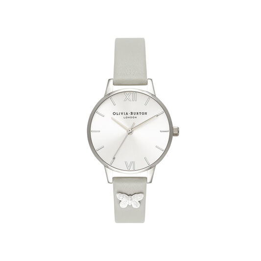 Embellished Strap Grey & Silver Butterfly