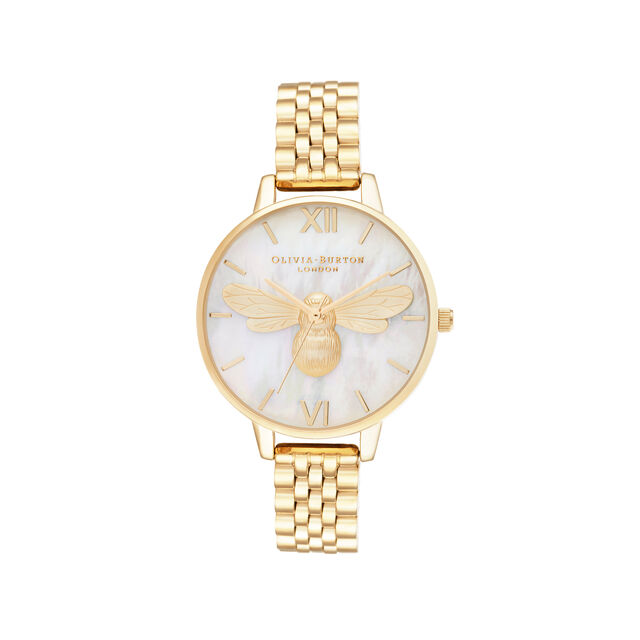 Lucky Bee 34mm White & Gold Bracelet Watch