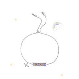 Rainbow Bee Baguette Bar Bracelet Silver
