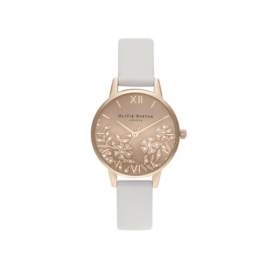 Bejewelled Lace Blush & Rose Gold Mesh Watch