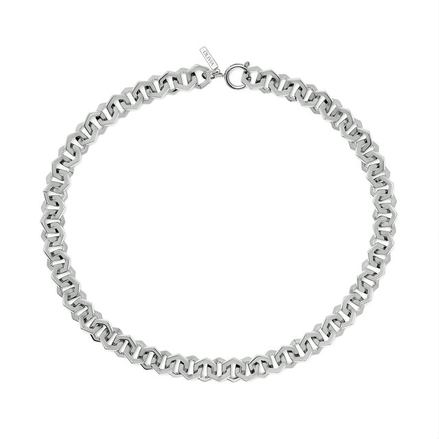 Honeycomb Silver Link Necklace