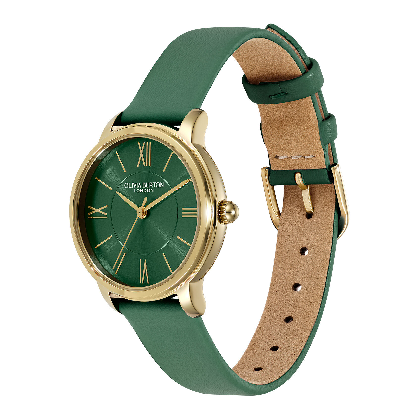 Classic 30mm Westbourne Gold & Deep Green Leather Strap Watch