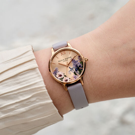 30mm Rose Gold & Lilac Leather Strap Watch