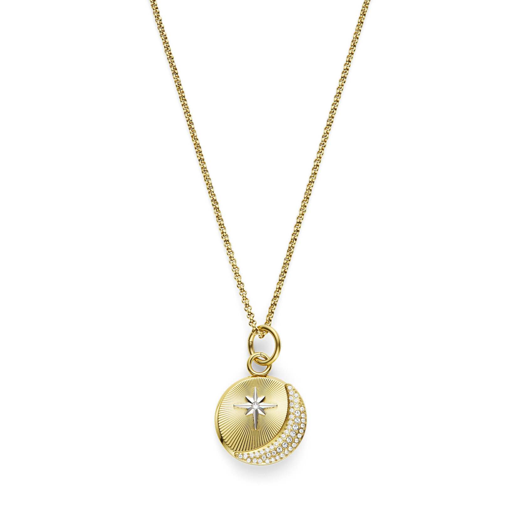 Celestial Star and Moon Gold Plated Pendant Necklace