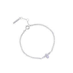  3D Bee Bejewelled Chain Bracelet Silver with Tanzanite Gemstone 