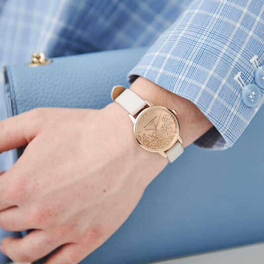 Bejewelled Lace Blush & Rose Gold Mesh Watch