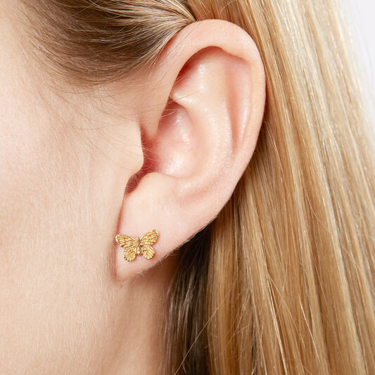 3D Butterfly Stud Earrings Gold