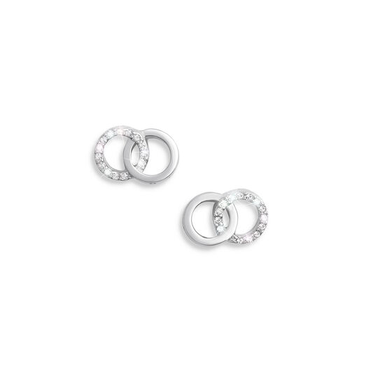 Bejeweled Classics Silver Interlink Stud Earrings
