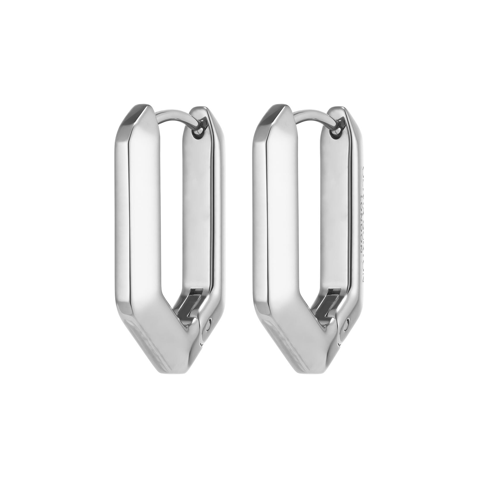 Honeycomb Geo Silver Tone Hoop Earrings