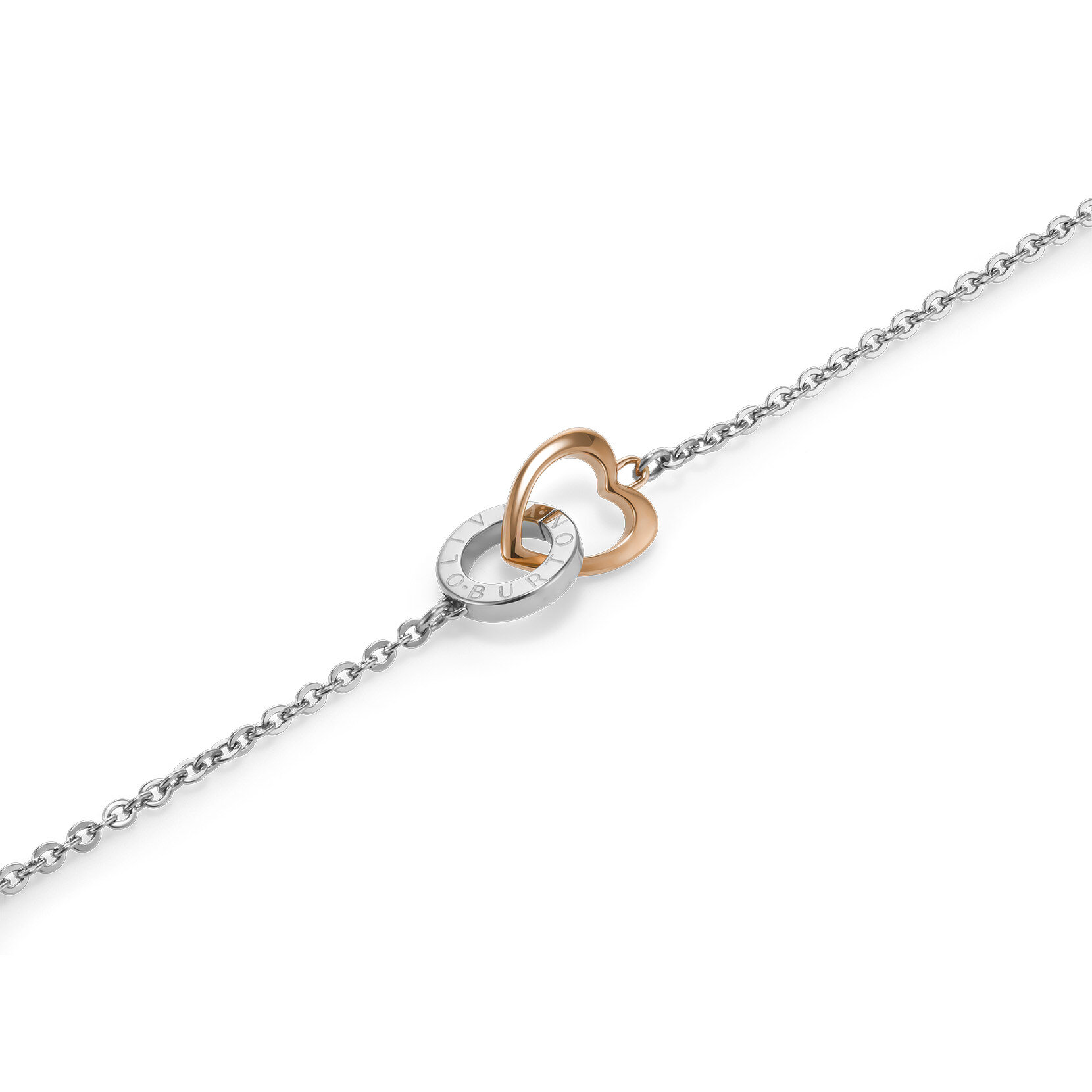 Kindred Interlink Heart Silver & Rose Gold Plated Bracelet
