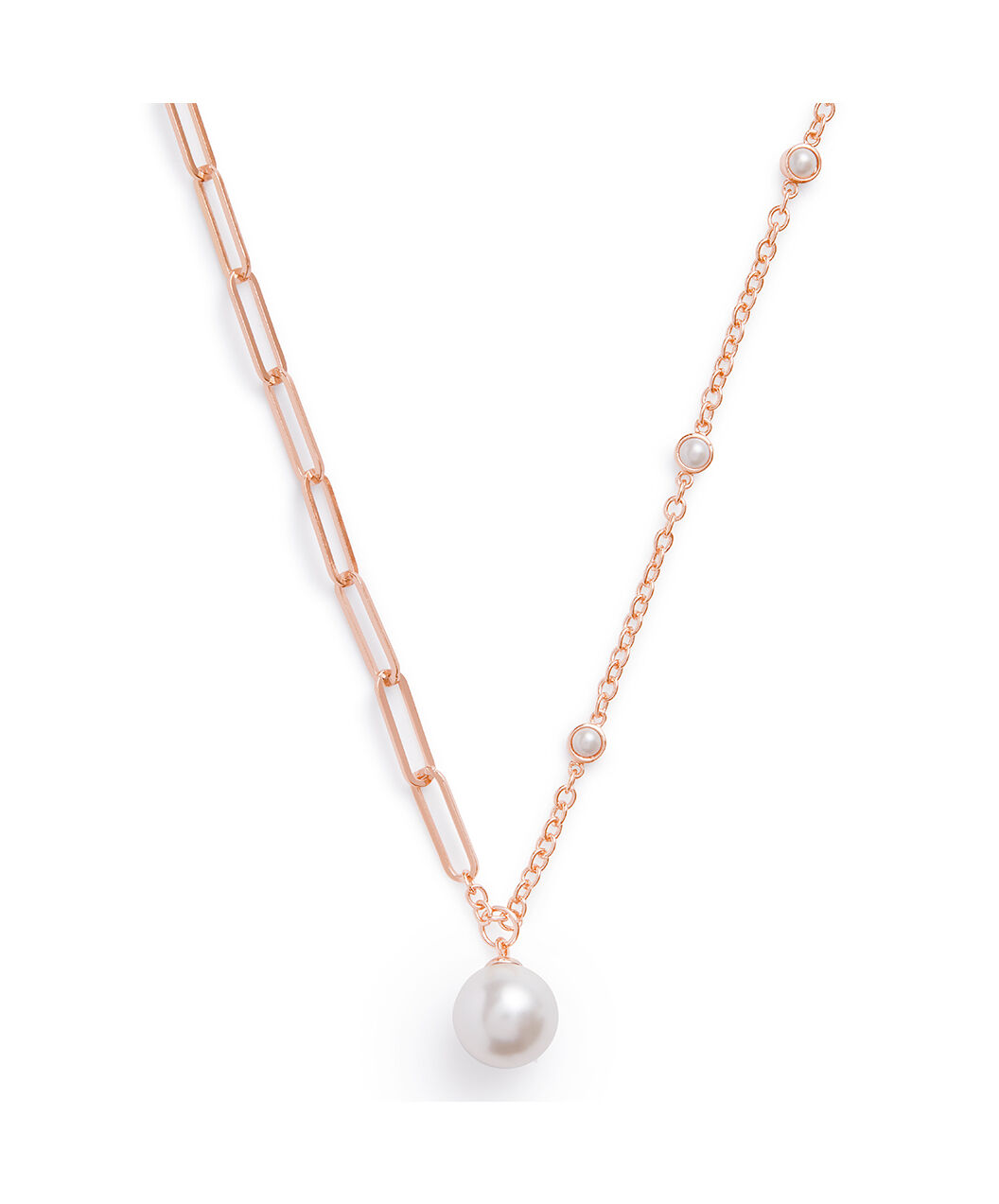 Rose gold and pearl necklace clearance