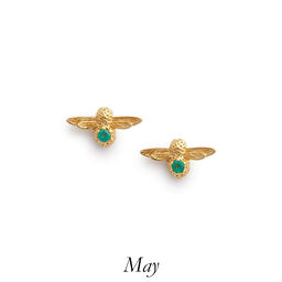 Celebration Bee Studs Gold & Green Agate