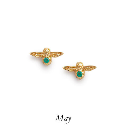 Celebration Bee Studs Gold & Green Agate