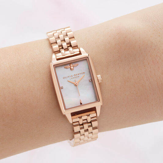 Bee Hive White Mother of Pearl & Rose Gold