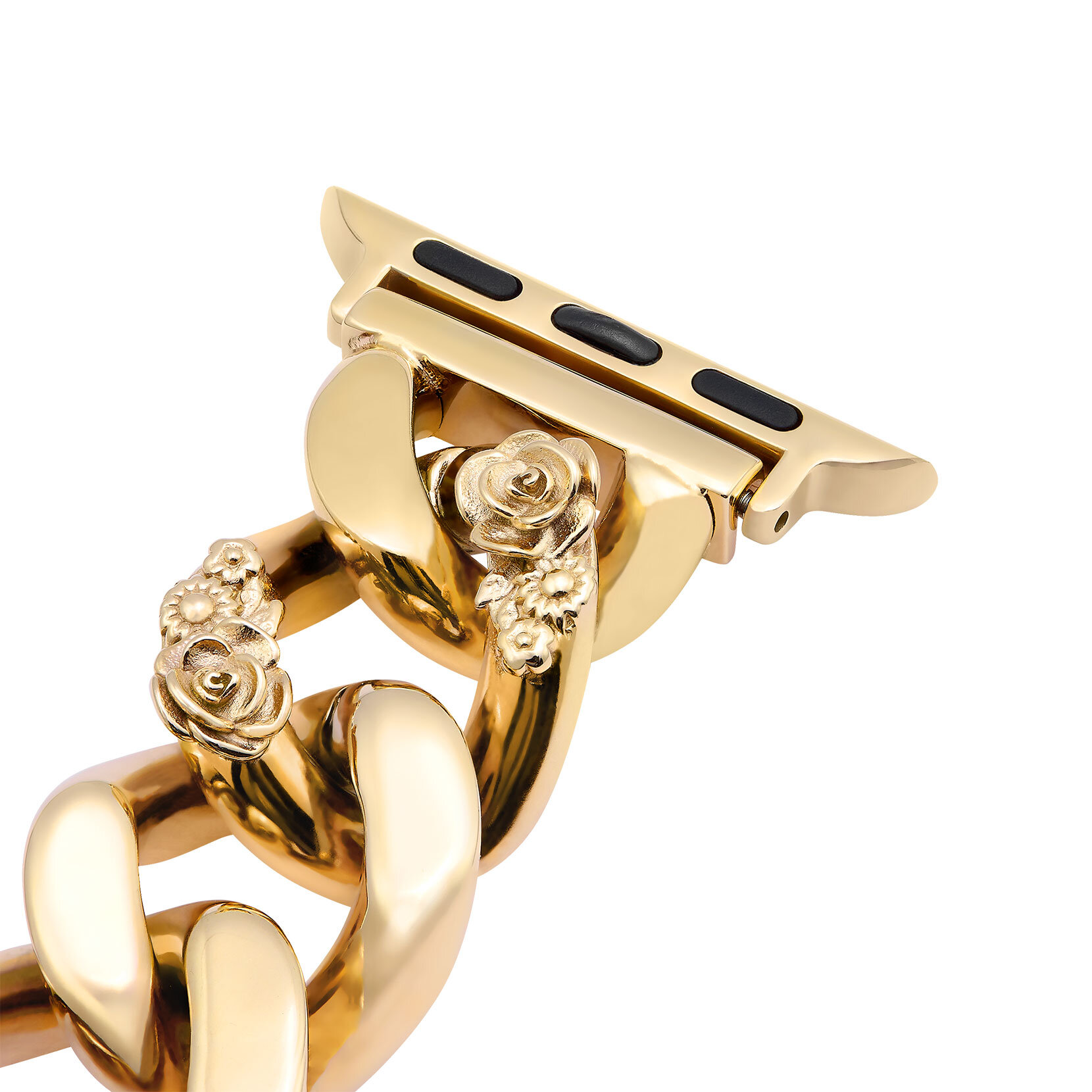 Gold with Floral Link Bracelet Strap