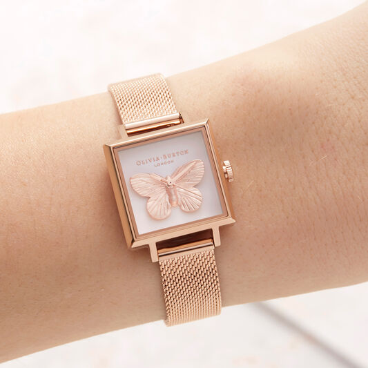 3D Butterfly Mesh Rose Gold