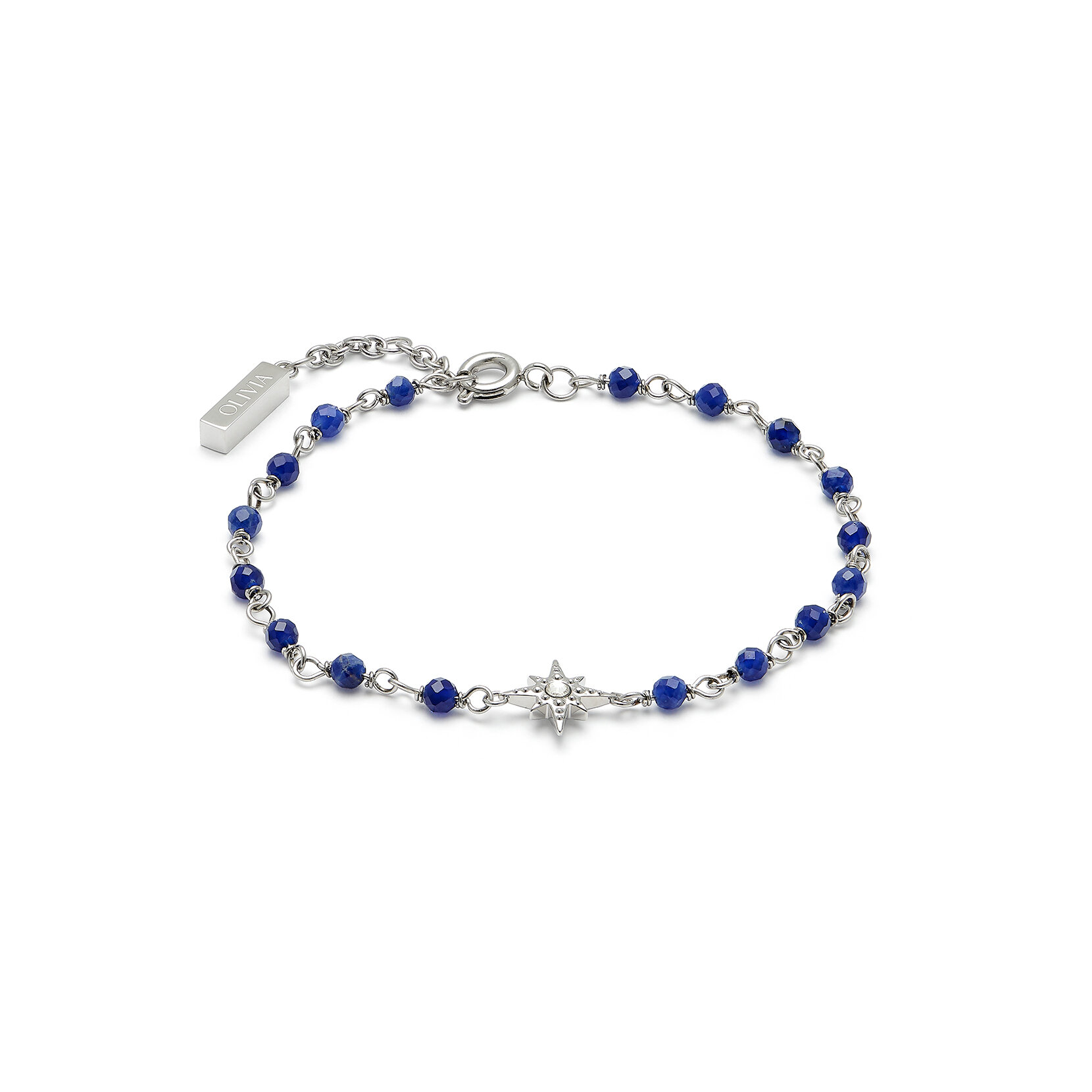 North Star Blue & Silver Tone Beaded Charm Bracelet