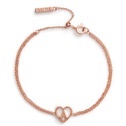 'A' Heart Initial Chain Bracelet Rose Gold