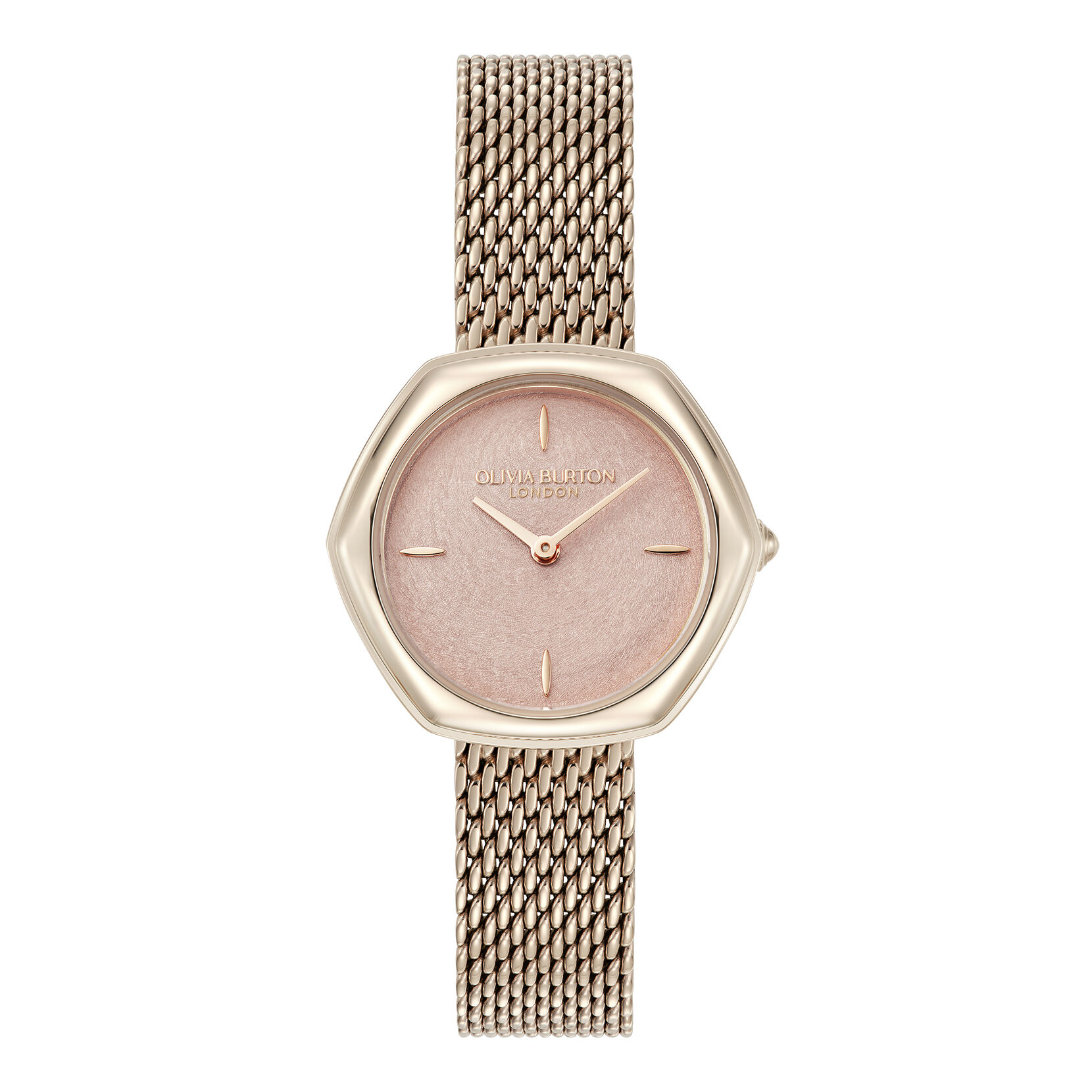 Signature 28mm Charing Blush & Rose Gold Mesh Watch | Olivia