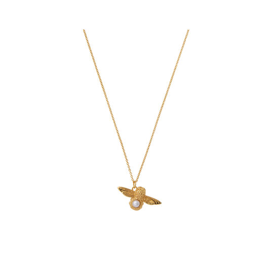 Pearl Bee Pendant Necklace Gold