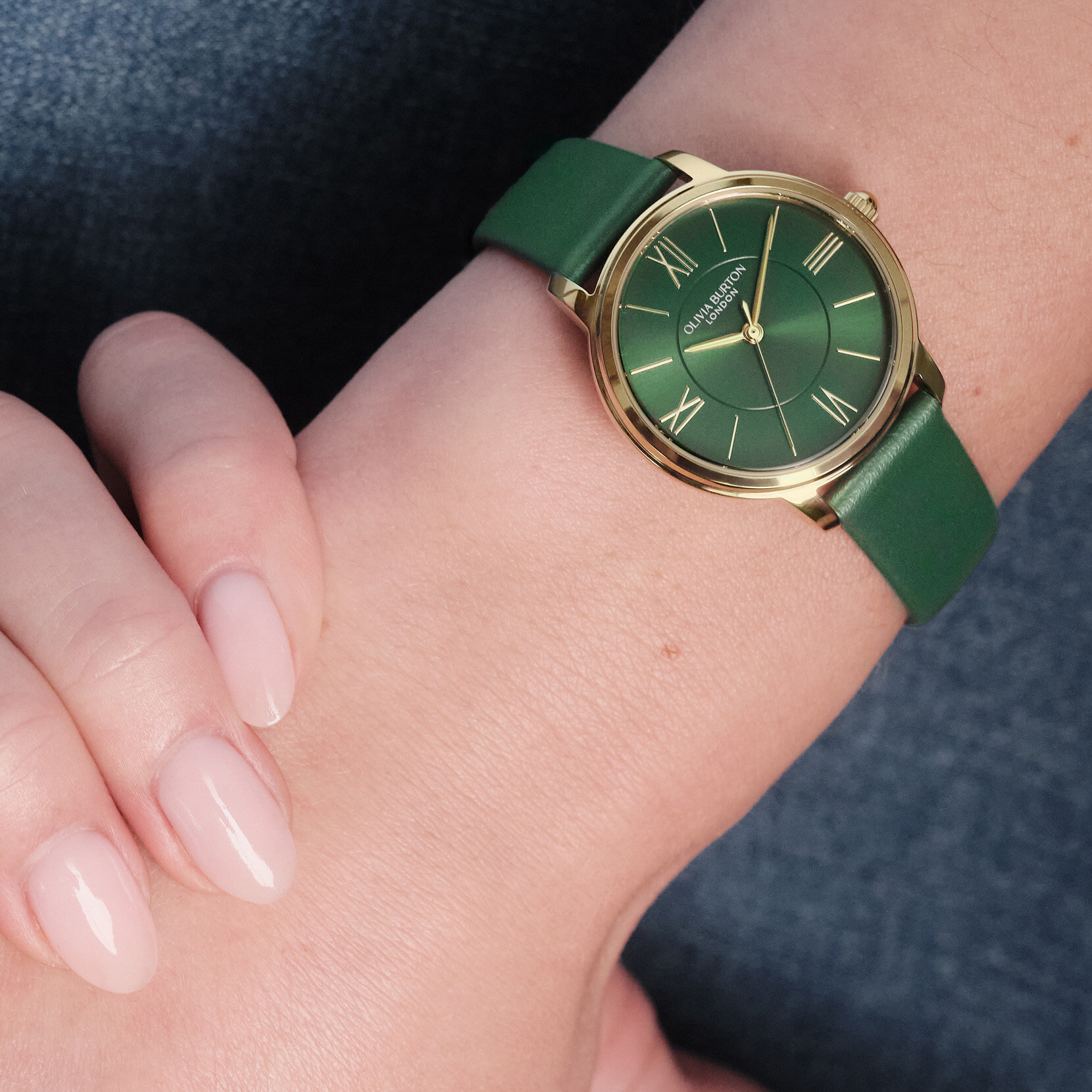 30mm Westbourne Gold & Deep Green Leather Strap Watch