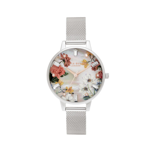 Demi Mother Of Pearl Dial Silver Mesh Watch