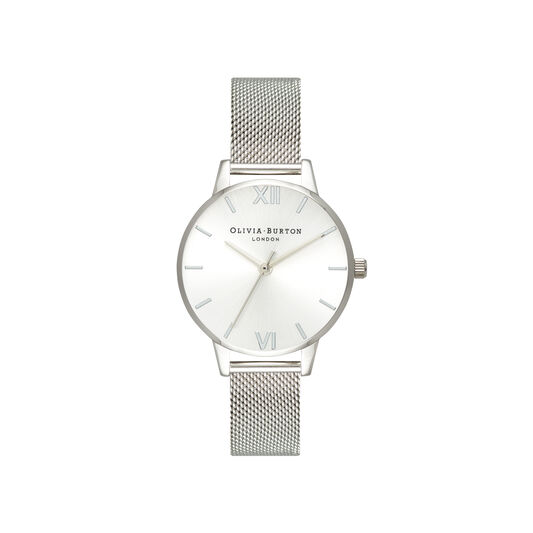 Sunray Dial Midi Dial Silver Mesh